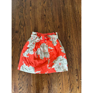 Women's Club Monaco 100% Silk
 Orange Gray Floral Mini Skirt Size 6